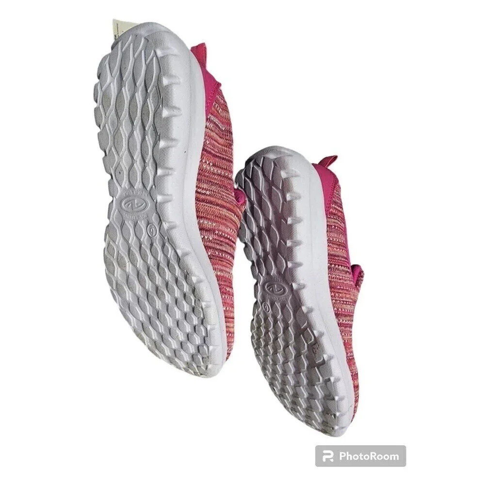 Athletic Works Comfort-Fit Memory Foam Pink Stripe Slip-in Shoes Women's Size 6